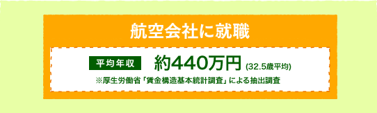 航空会社に就職　平均年収　約440万円